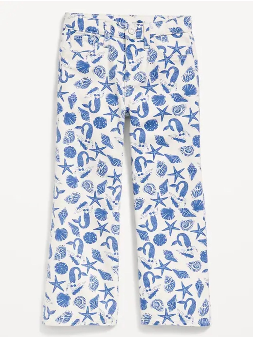 Old Navy Baggy High Waist Wide Leg Printed Mermaid Sea Shell Jeans Size 16